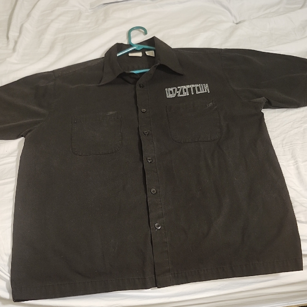 Led Zeppelin From First Album Bravado Black Button Down Shirt